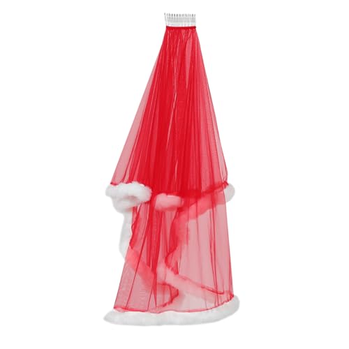 DEARMAMY Festliche Schleierhaarzubehör Braut Hochzeitsschleier Kurzer roter Schleier rote Haaraccessoires Brautschleier kurz Maschenschleierkamm roter Fascinator Schleier kurz Plüsch DEARMAMY Festliche Schleierhaarzubehör Braut Hochzeitsschleier Kurzer roter Schleier rote Haaraccessoires Brautschleier kurz Maschenschleierkamm roter Fascinator Schleier kurz Plüsch von DEARMAMY