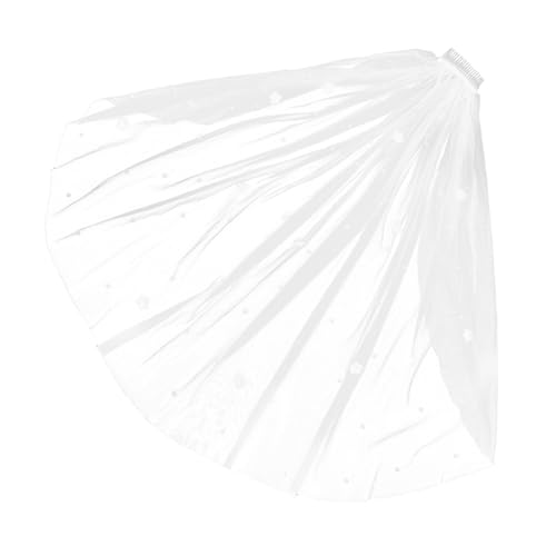 DEARMAMY Hochzeitsschleier weißer Brautschleier Braut bestickter Schleier Hochzeit Brautschleier Braut Stirnband weiße schleier Blumenschleier künstliche Perle von DEARMAMY