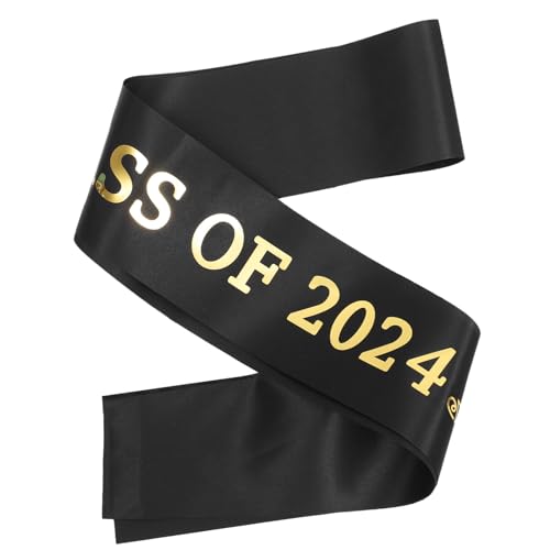 DEARMAMY Schwarze Schärpe Aus Satin Für Senioren 2024 Abschlussschärpe Der Klasse 2024 Schließlich Abschlussschärpe Mit Buchstaben Jubelschärpe Für Senioren Cheerleaderschärpe Für DEARMAMY Schwarze Schärpe Aus Satin Für Senioren 2024 Abschlussschärpe Der Klasse 2024 Schließlich Abschlussschärpe Mit Buchstaben Jubelschärpe Für Senioren Cheerleaderschärpe Für von DEARMAMY