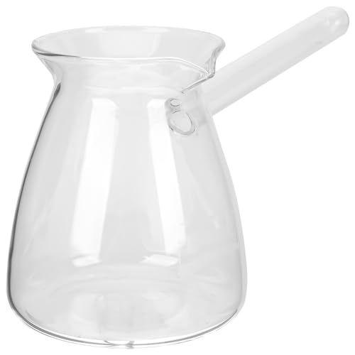 DEARMAMY Türkische Kaffeekanne 450 Ml Glas Milchwärmer Butterwärmer Glas Türkische Kaffeemaschine Mit Ausgießer Chai-Kanne Arabische Kaffeekanne Griechische Cezve Ibrik Für Den Herd Klar von DEARMAMY