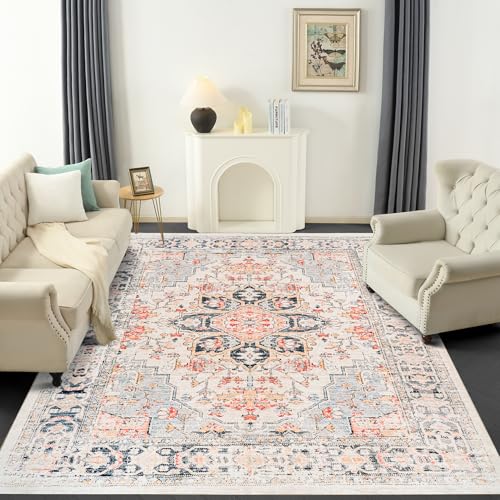 DEAXLife Waschbarer Teppich für Wohnzimmer, schmutzabweisend, dünner Urtla-Teppich mit rutschfester Gummi-Unterseite, Boden-Teppich für Esszimmer, Zuhause, Büro, Wohnheim von DEAXLife