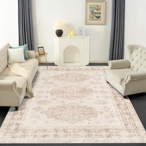 DEAXLife Waschbarer Teppich für Wohnzimmer, schmutzabweisend, dünner Urtla-Teppich mit rutschfester Gummi-Unterseite, Boden-Teppich für Esszimmer, Zuhause, Büro, Wohnheim von DEAXLife