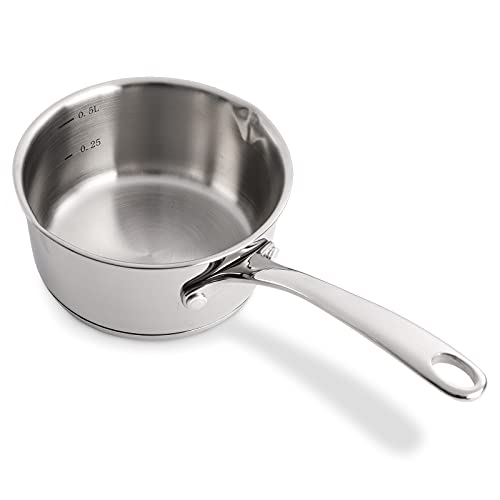 DEAYOU 500 ml Milchwärmer, 18/10 Edelstahl, Milchwärmer, Topf mit Doppelausguss, kleine Soßentopf für Herd, Schokolade, Kaffee, Tee, Suppe von DEAYOU