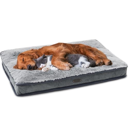 DEBANG HOME Großes Hundebett für Große, Mittlere und Kleine Hunde - Wasserdicht Mit Abnehmbarem und Waschbarem Bezug - Weiche Langhaarige Hundematte von DEBANG HOME