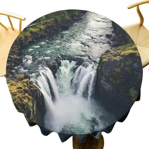 DEBAOKA Fantastische runde Tischdecke mit Wasserfall, modern, Fluss, Natur, Wald, wiederverwendbar, kreisförmig, hitzebeständig, schmutzabweisend, Tischdecke für Esszimmer, Küche, Innen- und DEBAOKA Fantastische runde Tischdecke mit Wasserfall, modern, Fluss, Natur, Wald, wiederverwendbar, kreisförmig, hitzebeständig, schmutzabweisend, Tischdecke für Esszimmer, Küche, Innen- und von DEBAOKA
