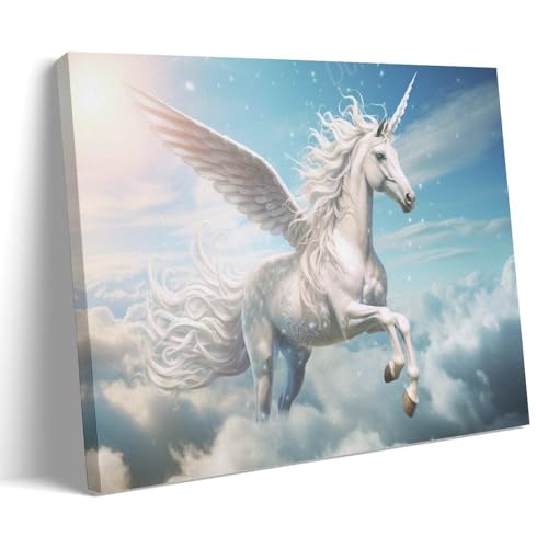 DEBAOKA Mysterious Unicorn Wandkunst für Wohnzimmer, Fantasie, weiße Tiergemälde auf Leinwand, Wandkunst, Poster für Heimdekoration, Wanddekoration DEBAOKA Mysterious Unicorn Wandkunst für Wohnzimmer, Fantasie, weiße Tiergemälde auf Leinwand, Wandkunst, Poster für Heimdekoration, Wanddekoration von DEBAOKA