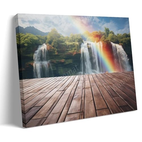 DEBAOKA Schöne Wasserfall-Wandkunst für Wohnzimmer, bunte Naturhölzer, Landschaftsgemälde auf Leinwand, Wandkunst, Poster für Heimdekoration, Wanddekoration DEBAOKA Schöne Wasserfall-Wandkunst für Wohnzimmer, bunte Naturhölzer, Landschaftsgemälde auf Leinwand, Wandkunst, Poster für Heimdekoration, Wanddekoration von DEBAOKA