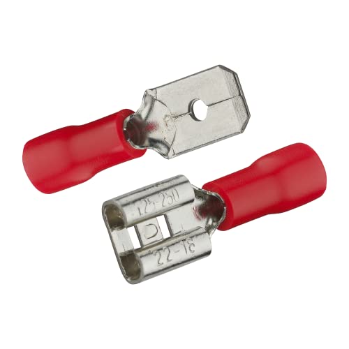 DEBFLEX 711067 Clips männlich und weiblich, isoliert, 6,3 x 0,8 mm, Rot von DEBFLEX