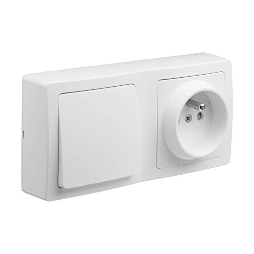 DEBFLEX Blok – Wechselschalter + Steckdose 2P + T – Komplettes Duo für Renovierung – einfach zu installieren – Aufputz horizontal oder vertikal – Weiß – 140 x 70 x 39,6 mm DEBFLEX Blok – Wechselschalter + Steckdose 2P + T – Komplettes Duo für Renovierung – einfach zu installieren – Aufputz horizontal oder vertikal – Weiß – 140 x 70 x 39,6 mm von DEBFLEX