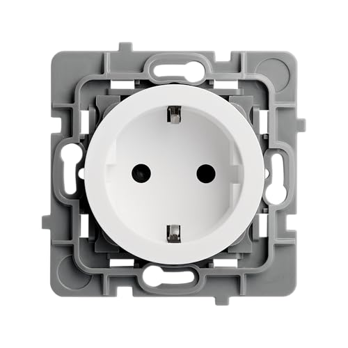 DEBFLEX - Casual Evo – Elektrische Steckdose 2P+T Schuko – Wandsteckdose Typ F Norm EN 60884 – Kunststoff + Metallhalterung – Unterputz – Weiß – 48 x 48 x 40 mm von DEBFLEX