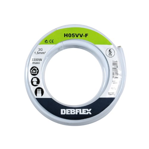 Debflex 146311 Spule, Kunststoffmantelleitung HO5VV-F 3G1,5, 5 m, weiß von DEBFLEX