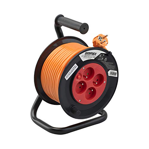 Debflex 601259 Kabeltrommel Basteln HO5VV-F 3G1.5, 4P Leitungsschutzschalter, 25 m, Orange von DEBFLEX