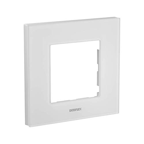 Elektrische Platte | Schalter für Steckdose | Steckdose Schalter elektrisch | Kunststoffplatte | Steckdose mit Schalter | Serie Casual Platte, Glas, Weiß von DEBFLEX