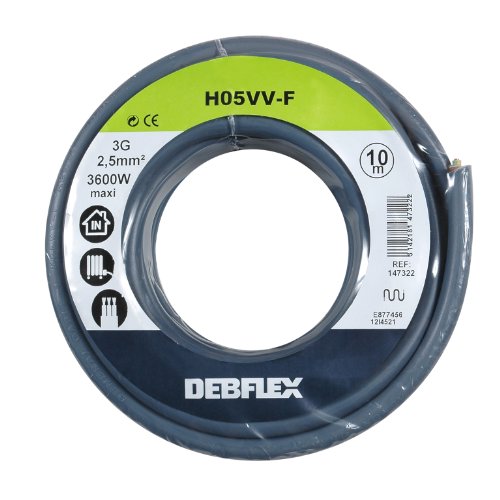 Kabelspule – Kabelspule – Elektrokabel – Kabelkrone – Spule weiches Kabel 10 Meter HO5VV-F 3G2,5 mm² – Grau – 147322 Debflex von DEBFLEX