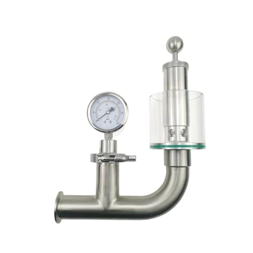 DEBLAN 1,5 ''Tri Clamp Spunding Ventil Mit Druck Manometer Sanitär Druck Relief Ventil Fermenter Air Release Spunding Druck Gerät von DEBLAN