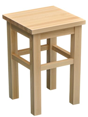 DĘBO-STYL Hocker Holz 46cm Höhe Naturholz - Holzhocker Massiv für Küche - Handgefertigt Sitzhocker Holz Solid - Massivholz Stapelhocker - Stabil Schemel Holz - Holz Hocker für Essenzimmer von DĘBO-STYL