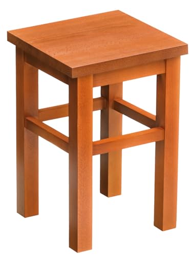 DĘBO-STYL Hocker Holz 46cm Höhe Orange - Holzhocker Massiv für Küche - Handgefertigt Sitzhocker Holz Solid - Massivholz Stapelhocker - Stabil Schemel Holz - Holz Hocker für Essenzimmer von DĘBO-STYL