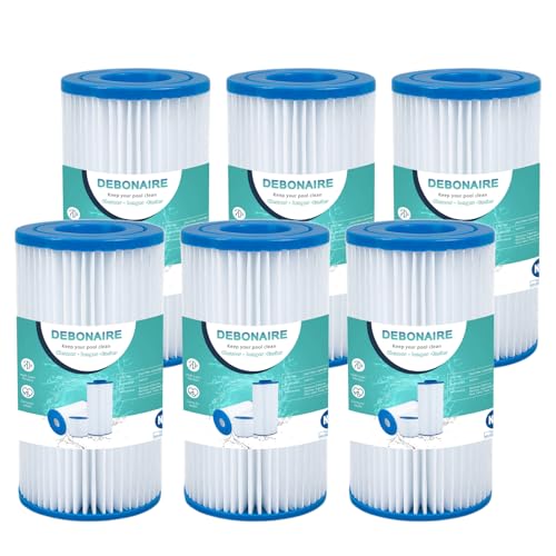 DEBONAIRE Typ A/C Pool-Filterkartusche, kompatibel mit 29000E/59900E, einfach zu setzende Sommerflucht oder Sommerwellen oberirdische Poolfilter (6er-Pack) von DEBONAIRE