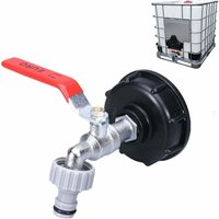 1000L Tankhahn mit Gartenschlauch-Hahnadapter, S60X6 IBC-Hahnanschluss, Gartenhahn für Regenwassersammler (1/2 Zoll Kunststoffadapter)..DEBUNS von DEBUNS