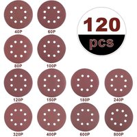 120 x Schleifscheiben, 125 mm, Schleifscheiben für Kreisschleifer, Schleifpapier, Körnung 40/60/80/100/120/150/180/240/320/400/600/800, 8 Löcher, zum 120 x Schleifscheiben, 125 mm, Schleifscheiben für Kreisschleifer, Schleifpapier, Körnung 40/60/80/100/120/150/180/240/320/400/600/800, 8 Löcher, zum von DEBUNS