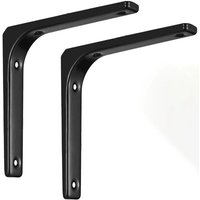 2 Stück Regalhalterung, robuste Wandhalterung, L-förmige Wandregalhalterung, 150 x 125 mm, Regalhalterung, schwarze Wandregalstütze mit von DEBUNS