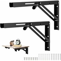 2 Stück schwarze klappbare Wandhalterung, 500 x 170 mm Klapphalterung, Hochleistungs-Klapphalterung, klappbare Regalhalterungen für Garagenwerkbänke, 2 Stück schwarze klappbare Wandhalterung, 500 x 170 mm Klapphalterung, Hochleistungs-Klapphalterung, klappbare Regalhalterungen für Garagenwerkbänke, von DEBUNS