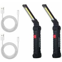 2 x COB-Arbeitsleuchte, wiederaufladbare LED-Arbeitslampe, COB-Taschenlampe, Arbeitsleuchte, LED-Arbeitslampe mit Magnetfuß, Inspektionslampe für von DEBUNS