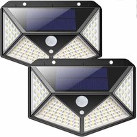 2er-Pack 100LED-Solarleuchten für den Außenbereich, mit Bewegungsmelder, IP65 wasserdicht für den Außenbereich, mit 3 Modi, für Garten, Zaun, 2er-Pack 100LED-Solarleuchten für den Außenbereich, mit Bewegungsmelder, IP65 wasserdicht für den Außenbereich, mit 3 Modi, für Garten, Zaun, von DEBUNS