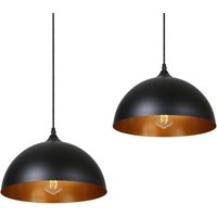 2er-Set Retro-Pendelleuchten aus Metall - Vintage-Industriestil - Durchmesser: 30 cm - Schwarz von DEBUNS