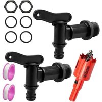 2er Set Tankhähne aus Kunststoff, Regenwassersammlerhähne, Gartenschlauch-Hahnadapter, Kunststoff-Ersatzhähne, für Garten, Industrie, von DEBUNS