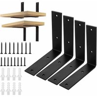 4er-Pack schwarze Regalhalterungen 150 x 150 x 38 x 5 mm Wandregalhalterung mit 16 Schrauben, von DEBUNS von DEBUNS