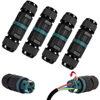 4er-Pack wasserdichter elektrischer Steckverbinder IP68 – 3-poliger Steckverbinder für Kabel mit 5–12 mm Durchmesser, Außenanschlussdose für Garten 4er-Pack wasserdichter elektrischer Steckverbinder IP68 – 3-poliger Steckverbinder für Kabel mit 5–12 mm Durchmesser, Außenanschlussdose für Garten von DEBUNS