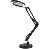5-fache LED-Lupenlampe, verstellbare Schreibtisch-Lupenlampe mit drehbarem Arm, Glaslinse, für Wartung, Basteln, Lesen, Nähen, Schwarz, von DEBUNS von DEBUNS