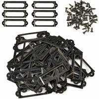 50 Stück Etikettenhalter für Bücherregal, Schublade, Schrank, Griff, Namensschild mit Schrauben, 60 x 17 mm, Antik-Bronze, von DEBUNS von DEBUNS