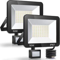 50 W LED-Außenstrahler mit Bewegungsmelder, 2er-Pack, IP67 wasserdichter LED-Strahler mit Sensor, 5000 lm, 7000 K, kaltweiße Außenbeleuchtung, von DEBUNS