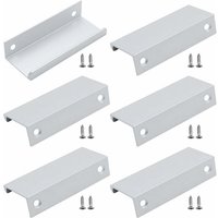 6 x Aluminium-Griff zur hinteren Befestigung, unsichtbarer Möbelgriff für Schubladen, Schränke, Schränke – Silber – 80 mm lang – Schrankbeschläge von 6 x Aluminium-Griff zur hinteren Befestigung, unsichtbarer Möbelgriff für Schubladen, Schränke, Schränke – Silber – 80 mm lang – Schrankbeschläge von von DEBUNS