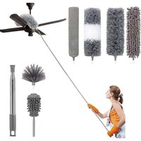 7er-Pack Teleskop-Mikrofaser-Staubwedel-Reinigungsset mit waschbarem Edelstahlgriff, abnehmbaren Köpfen, Staubbürste für Deckenvorhänge, 7er-Pack Teleskop-Mikrofaser-Staubwedel-Reinigungsset mit waschbarem Edelstahlgriff, abnehmbaren Köpfen, Staubbürste für Deckenvorhänge, von DEBUNS