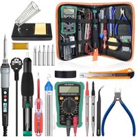 90 W Digitalanzeige, elektrisches Lötkolben-Set, 18-teiliges Set, einstellbare Temperatur von 100 °C bis 480 °C, mit Multimeter..DEBUNS von DEBUNS