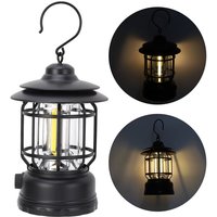ABS Camping Laterne Stufenlos Dimmbar Wiederaufladbare Retro Taschenlampe Tragbare Zelt Licht für Outdoor Wandern Notfall Schwarz DUBUNS von DEBUNS