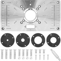 Aluminium-Frästisch-Einlegeplatte, multifunktionale Frästisch-Einlegeplatte, DIY-Fräsplatte mit 4 Ringen und Schrauben (Silber), von DEBUNS von DEBUNS