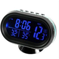 Autothermometer Digitaluhr DC 12V Autouhr LED leuchtend Auto Dual Temperaturanzeige Voltmeter Spannungsprüfer, Blau, von DEBUNS von DEBUNS