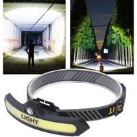 COB-Stirnlampe, 6 Beleuchtungsmodi, USB-Aufladung, induktiver Schalter, Taschenlampe mit einstellbarem Winkel für Camping, Radfahren, Angeln, DUBUNS COB-Stirnlampe, 6 Beleuchtungsmodi, USB-Aufladung, induktiver Schalter, Taschenlampe mit einstellbarem Winkel für Camping, Radfahren, Angeln, DUBUNS von DEBUNS