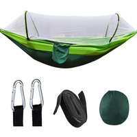 Camping Hängematte mit 210T Nylon Taftnetz, Automatisches Schnellöffnen Hängemattenzelt für Outdoor 260 x 140 cm, Fruchtgrün von DEBUNS