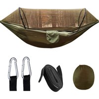 Camping-Hängematte mit 210T Nylon-Taftnetz, automatisches Schnellöffnungs-Hängemattenzelt für den Außenbereich, 260 x 140 cm, OD Green von DEBUNS