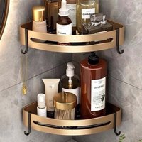 Debuns - 2er-Set Eck-Duschregal ohne Bohren Badezimmerregal selbstklebend Edelstahl Dreieckiger Aufbewahrungskorb für Shampoo Seife mit Haken, von DEBUNS