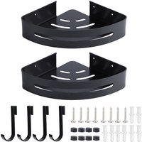 Doppelschichtiges, an der Wand montiertes Lagerregal aus Aluminium, Eckregal für das Badezimmer zu Hause, Schwarz..DEBUNS Doppelschichtiges, an der Wand montiertes Lagerregal aus Aluminium, Eckregal für das Badezimmer zu Hause, Schwarz..DEBUNS von DEBUNS