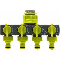 Einstellbarer 4-Wege-Verteiler, Gartenschlauchumsteller für Gartenbewässerungshahnschlauch, 4-Wege-Umsteller 1/2" oder 3/4", einstellbarer und Einstellbarer 4-Wege-Verteiler, Gartenschlauchumsteller für Gartenbewässerungshahnschlauch, 4-Wege-Umsteller 1/2" oder 3/4", einstellbarer und von DEBUNS