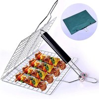 Grillkorb, Edelstahl BBQ-Korb, Barbecue-Grillkorb, Faltbarer Edelstahl-Fischkorb mit abnehmbarem Griff für Fisch, Steak, Garnelen, von DEBUNS Grillkorb, Edelstahl BBQ-Korb, Barbecue-Grillkorb, Faltbarer Edelstahl-Fischkorb mit abnehmbarem Griff für Fisch, Steak, Garnelen, von DEBUNS von DEBUNS