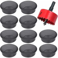 Heißer Verkauf - 10 Stück Kabeldurchführung für den Schreibtisch, 60 mm Computerkabeldurchführung mit Lochsäge, runde Kabelabdeckung, Kabel-Organizer Heißer Verkauf - 10 Stück Kabeldurchführung für den Schreibtisch, 60 mm Computerkabeldurchführung mit Lochsäge, runde Kabelabdeckung, Kabel-Organizer von DEBUNS