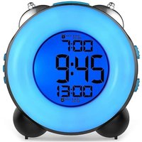 Lauter Wecker für Langschläfer mit optionalem Alarm, doppelte Alarmeinstellung, Schlummerfunktion (vollständig blau), DEBUNS von DEBUNS